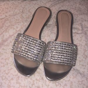 Bling Sliver Rhinestone Slides by Chinese Laundry